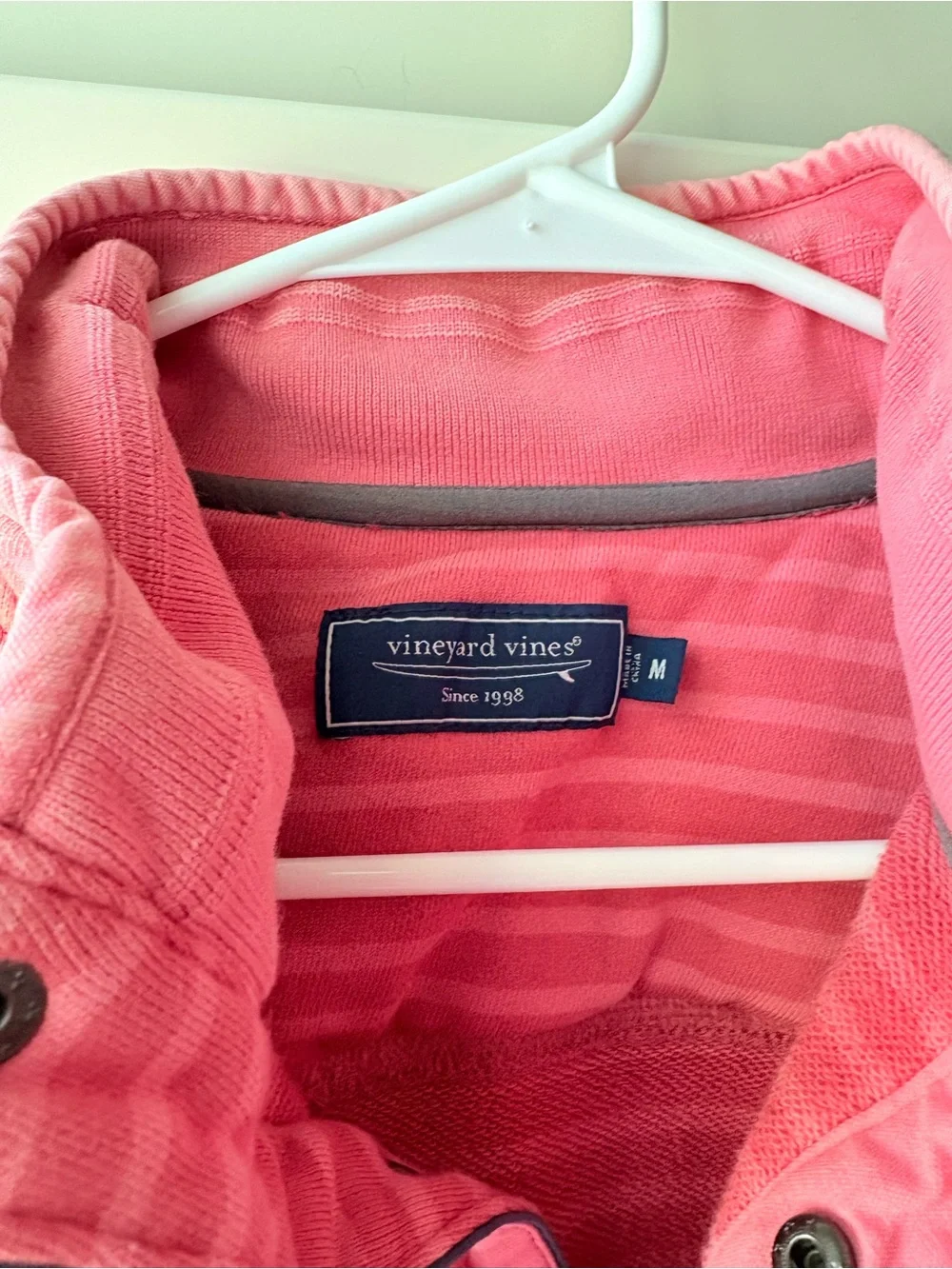 Vineyard Vines Coral Pink Striped Quarter-Snap Pullover - Picture 3 of 6